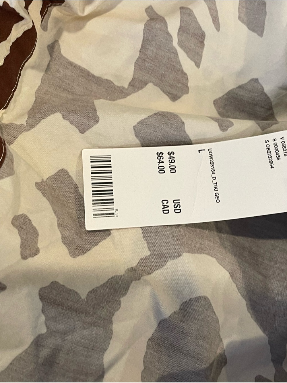 BDG Brown and White Tribal Print Dress w Adjustable Drawstring Neckline - Picture 5 of 5